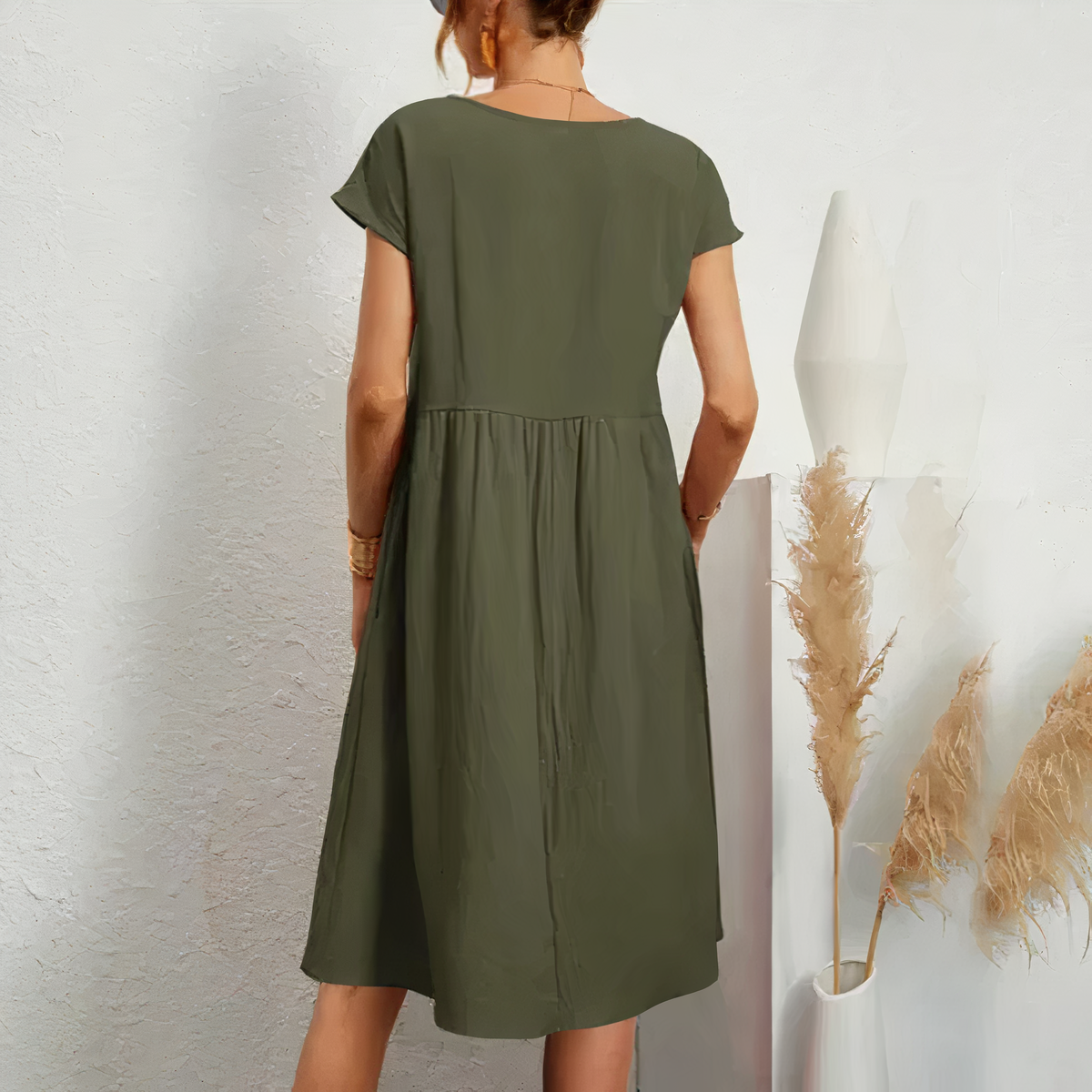 LeRoxy - Knielange Zomerjurk met Zakken – Stijlvol en Comfortabel voor de Zomer