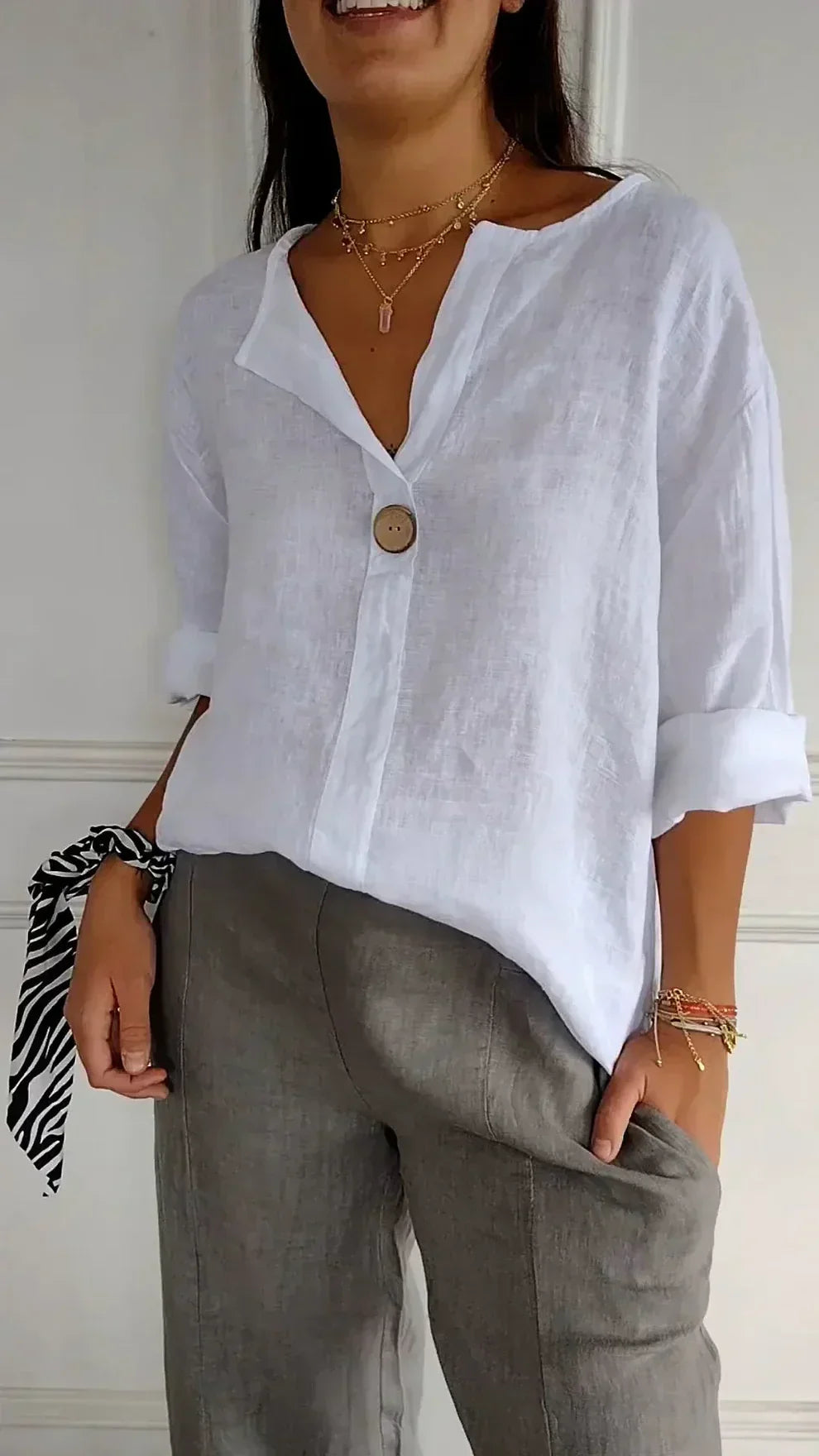 LeRoxy | Elegante Linnen Blouse | Stijlvolle en Luchtige Blouse voor Elk Seizoen