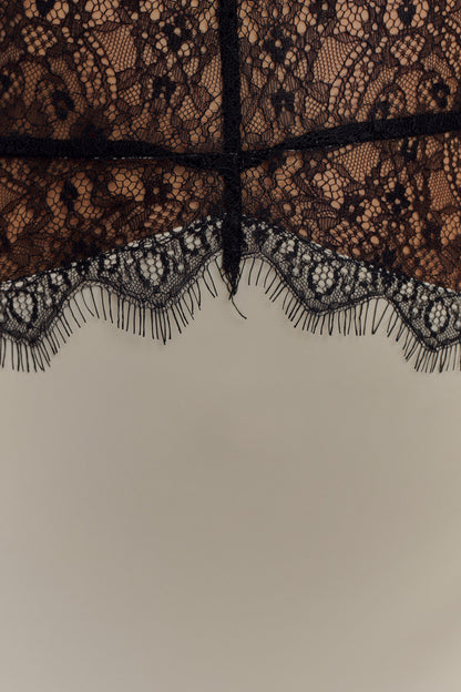 LeRoxy | Maxi Jurk van Kant en Satijn | Zwart/Ivoor | Elegante Avondjurk voor Dames