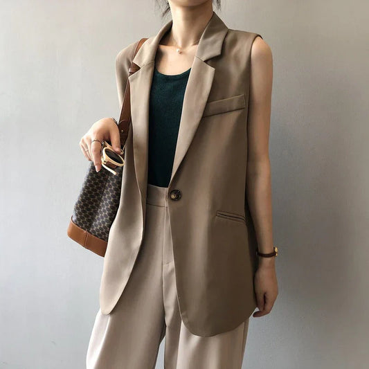 LeRoxy | Beige Mouwloze Blazer voor Dames | Stijlvolle en Moderne Look