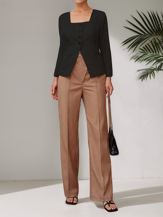 LeRoxy | Elegante Getailleerde Blazer met Vierkante Hals | Stijlvolle Damesmode