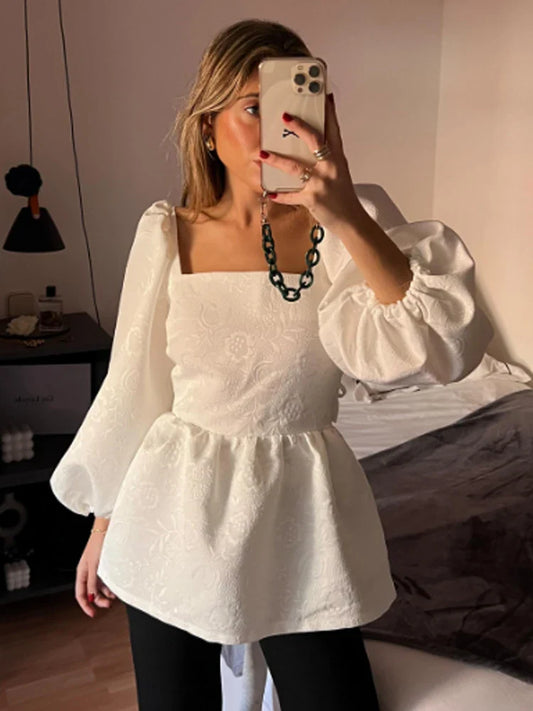 LeRoxy | Stijlvolle Jacquard Top van GlimmerGlam | Elegantie en Comfort in Één