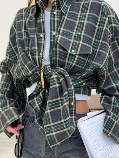 LeRoxy | Dames Oversized Geruit Overhemd in Groen | Trendy & Comfortabel