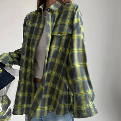 LeRoxy | Dames Oversized Geruit Overhemd in Groen | Trendy & Comfortabel