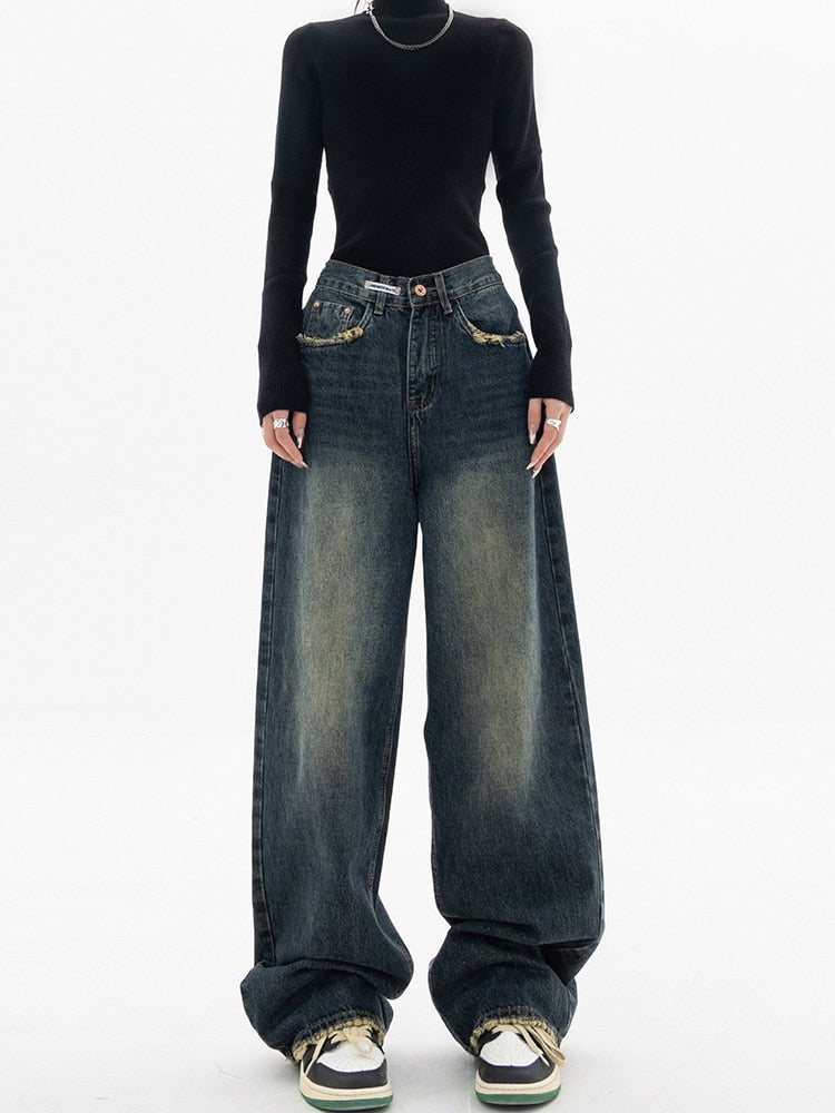 LeRoxy | Y2K Jeans voor Dames | Vintage Streetwear Koreaans Baggy Model