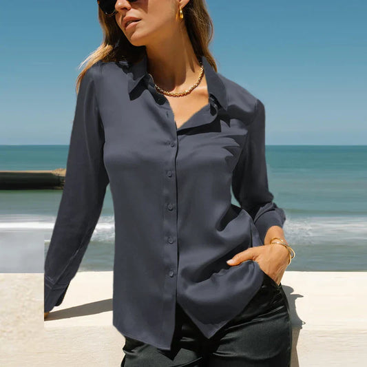 LeRoxy | Dames Satijnen Knoop Blouse | Elegante Stijl en Comfort