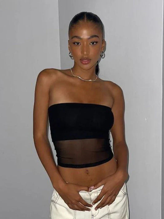 LeRoxy | Strapless Top met Mesh | Trendy en luxe Mode voor Elke Gelegenheid