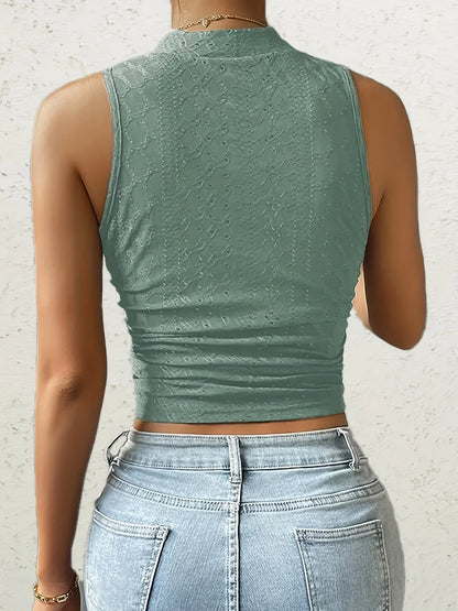 LeRoxy | Stijlvolle Tanktop met Borduurwerk en Ronde Hals – Perfect voor Elke Gelegenheid