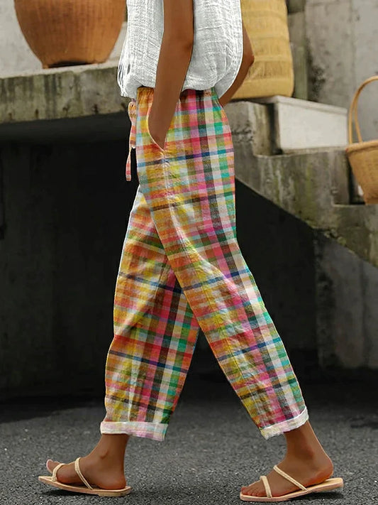 LeRoxy - Vrijetijdsbroek Met Vintage Ruitpatroon en Veters